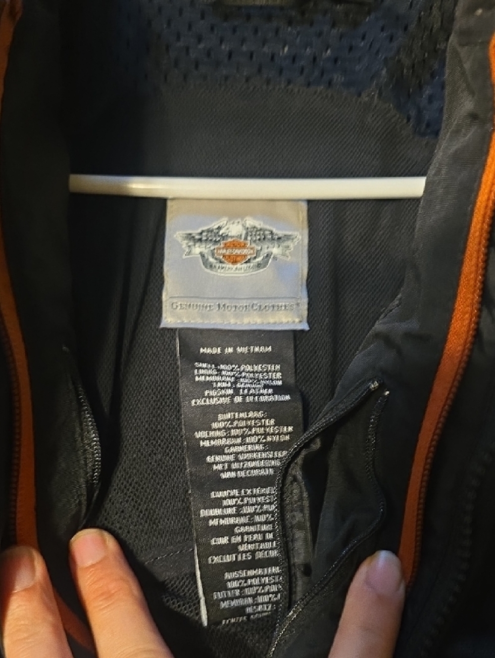 Harley-Davidson Black Jacket with White and Orange Accents Brand New Windproof - Picture 3 of 9
